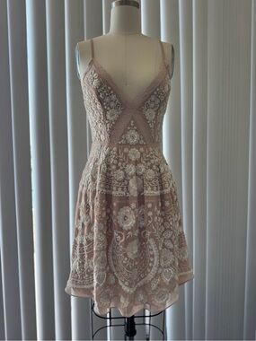 Needle & Thread Blush Pink Embroidered Mini Dress